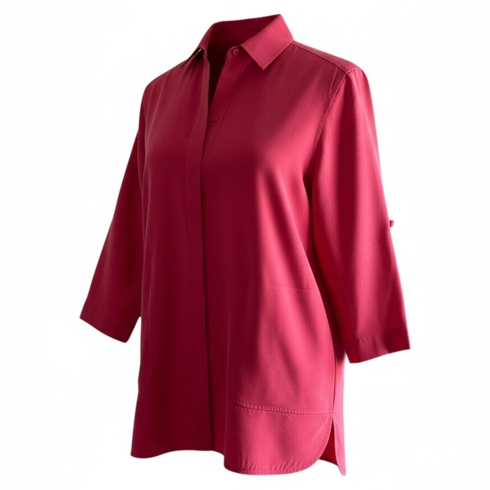 Lafayette 148 Women's Magenta Hidden Button-Front Shirt